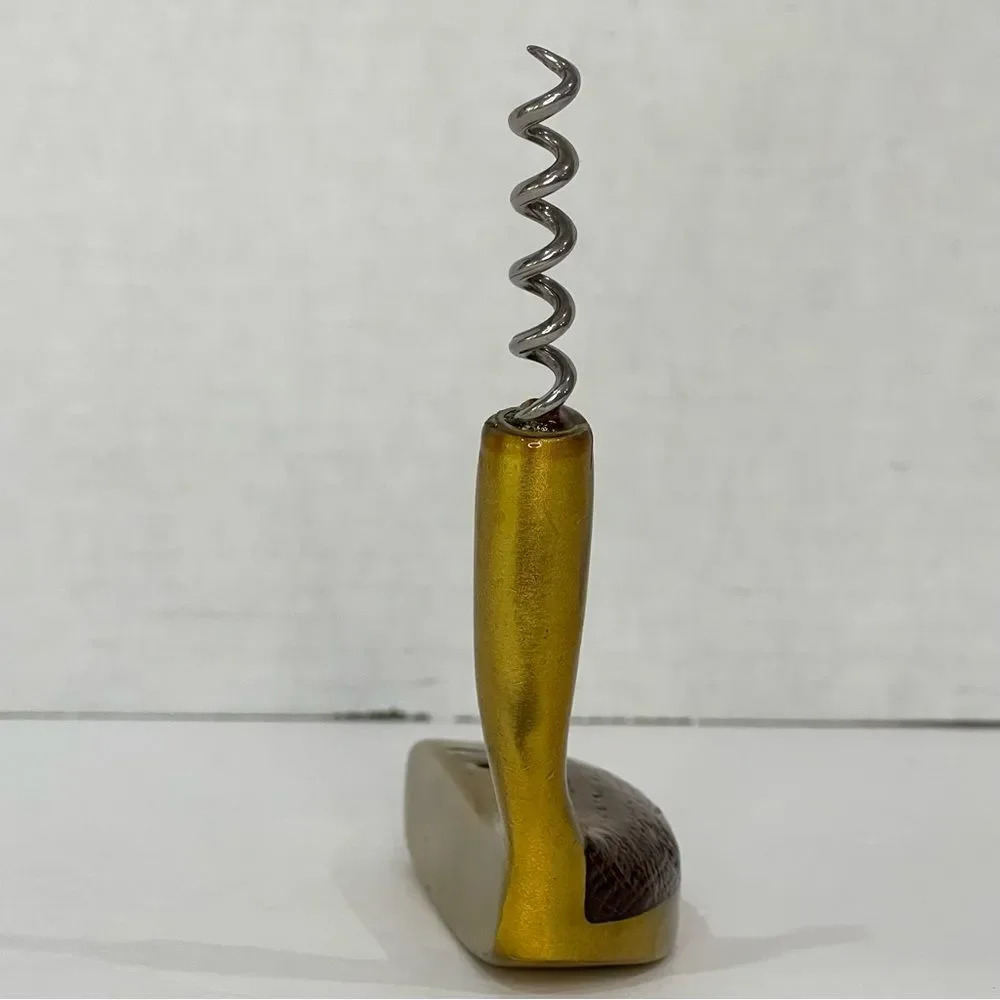 Golf Putter Corkscrew Brass Varnished  Wood Barware Mancave Rustic Unique Bar